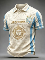 Herren Argentinien Fußball-Fan-Art-Print Kurzarm-Poloshirt