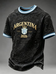Herren T-Shirt mit von Argentinien inspiriertem Muster und kurzen Ärmeln
