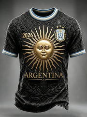 Herren Argentinien Fußball-Fan-Kunstdruck Kurzarm T-Shirt