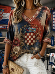Damen V-Shirt mit Halbarm