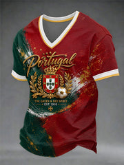Men's Portuguese Football V-neck T-shirt