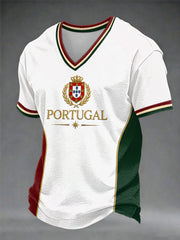 Men's Portuguese Football V-neck T-shirt