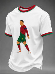 Herren T-Shirt mit berühmtem Fußballspieler-Aufdruck, lässig