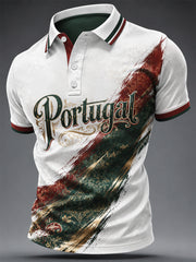 Herren Oberteil mit portugiesischem Fußball-Print, leger