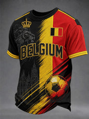 Men's Belgium Football Short Sleeve O-neck T-shirt