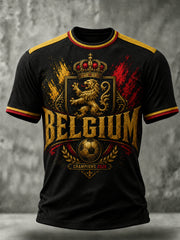 Herren Belgien Fußball Kurzarm Rundhals T-Shirt