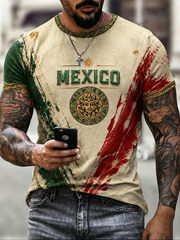 Herren-T-Shirt mit Mexiko-Aufdruck und kurzen Ärmeln