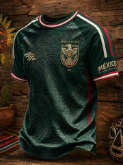 Herren T-Shirt mit Kunstdruck für Mexiko-Fußballfans