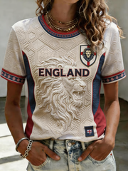 Damen UK Football Liebhaber England Bedrucktes Kurzarm-T-Shirt