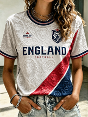 Damen UK Football Liebhaber England Bedrucktes Kurzarm-T-Shirt