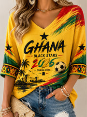 Ghana Fußball T-Shirt für Damen, Stil 2026