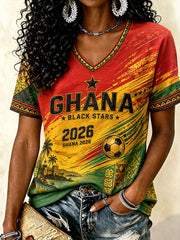 Damen Ghana Fußball T-Shirt Stil 2026