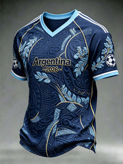 Men's football element plant print casual sports T-shirt