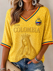Damen Kolumbien Fußball Motiv Freizeit-T-Shirt