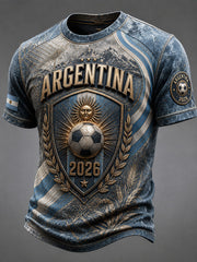 Herren Argentinien Fußball Kurzarm-T-Shirt