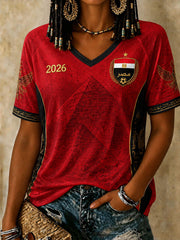 Ägypten Fußball V-Ausschnitt T-Shirts für Damen