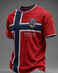 Herren T-Shirt mit Norge Fußball-Aufdruck