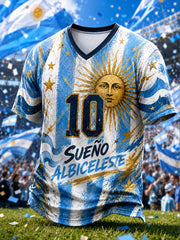 Herren Argentinien Fußball V-Neck T-Shirt