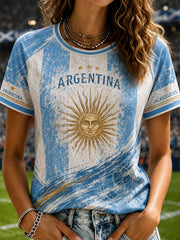 Argentinisches Damen-Fußball-T-Shirt mit kurzen Ärmeln