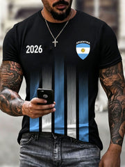 Herren Argentinien Fußball Kurzarm-T-Shirt