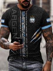 Herren Argentinien Fußball Kurzarm-T-Shirt