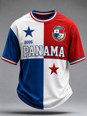 Herren Panama Fußball-Print Freizeit-T-Shirt