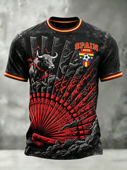 Men's Spain Football Inspired Print Short Sleeves T-shirt