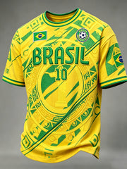 Men's Brazilian Football Print Short Sleeves T-shirt