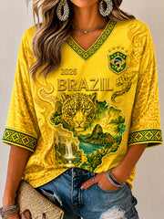 Women’s Brazilian Football Print Casual T-Shirt