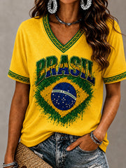 Women's Gift For Football Fans Print Casual Short Sleeve T-shirt