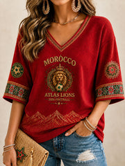 Women's 2026 Morocco Football Waffle T-shirt
