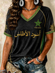 Women's Moroccan Soccer V-Neck T-Shirts