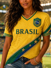 Women's Gift For Football Fans Print Casual V-Neck Tee