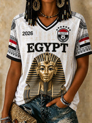 Women's Egypt Soccer V-Neck T-Shirts