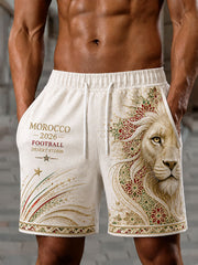 Men's 2026 Morocco Football Lion Print Shorts