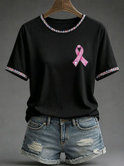Women's Breast Cancer Awareness Print Casual T-Shirt