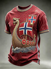 Men's Norway Football Viking Ship Celtic Knot Print short sleeves t-shirt