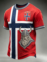 Men's Norway Football Viking Warrior Celtic Knot Flag Print short sleeves t-shirt