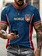 Men's Viking Inspired Art Print Viking Inspired Print Short Sleeves T-shirt