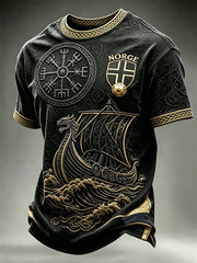Men's Norway Football Viking Vegvisir & Ship Celtic Knot Print short sleeves t-shirt