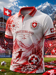 Men's Swiss Football Lover Art Print Polo