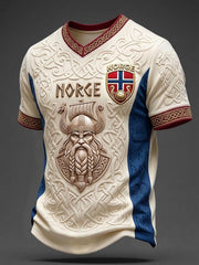Men's Norway Football Viking INspired Art Print V-neck T-shirt
