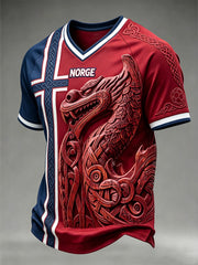 Men's Viking Element Color-blocked Design Casual T-shirt