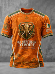 Men's Ivory Coast Pride Elephant Art Printed T-shirt