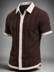 Men's Retro striped print Short Sleeve Shirt