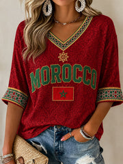 Women’s Morocco Football Printed Casual T-Shirt