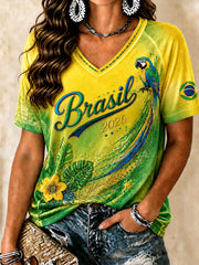 Women's 2026 Brazil Football Style T-shirt