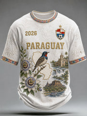 Men's Paraguay Football Print Casual T-Shirt
