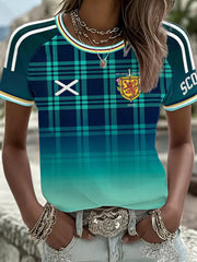 Women's UK Football Lover Scotland Printed round neck short sleeve T-shirt 02