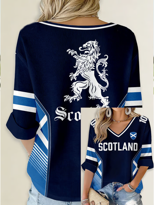 Women's UK Football Lover Scotland Printed Waffle T-shirt